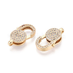 Brass Pave Clear Cubic Zirconia Lobster Claw Clasps&nbsp;KK-T075-76G