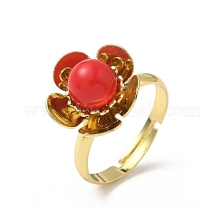 Brass Adjustable Finger Rings for Women&nbsp;RJEW-K295-02G