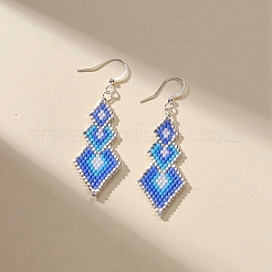 Glass Seed Braided Rhombus Dangle Earrings&nbsp;EJEW-MZ00029
