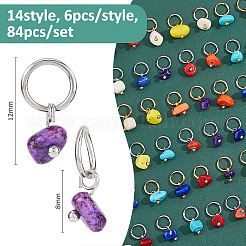 84Pcs 14 Style Synthetic Turquoise Pendant&nbsp;PALLOY-FH00074
