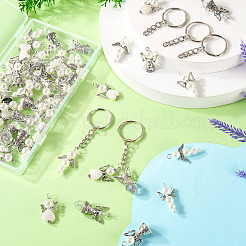 60Pcs 6 Styles Alloy & Glass Pearl Beaded Pendants&nbsp;PALLOY-TAC0162