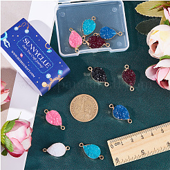 12Pcs 6 Colors Druzy Quartz Crystal Dyed Connector Charms&nbsp;FIND-SC0005-33