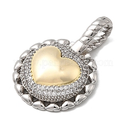 Brass Micro Pave Clear Cubic Zirconia Pendants&nbsp;KK-H519-15A-GP