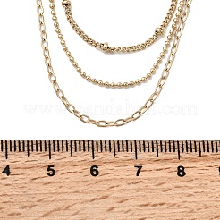 304 Stainless Steel 3 Layered Chain Necklaces for Women&nbsp;NJEW-K255-56G