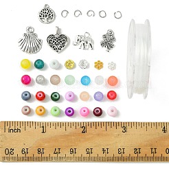 DIY Glass Beads & Alloy Pendant Bracelets Jewelry Making Kits&nbsp;DIY-FS0006-25