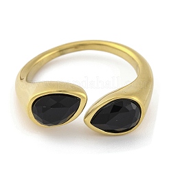Ion Plating(IP) 304 Stainless Steel Rhinestone Teardrop Cuff Open for Women&nbsp;RJEW-N046-04C-G