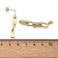 Brass Micro Pave Cubic Zirconia Stud Earrings&nbsp;KK-CBA5B62-02G