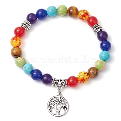 Chakra Theme Natural & Synthetic Mixed Gemstone Beaded Stretch Bracelets&nbsp;BJEW-JB11281
