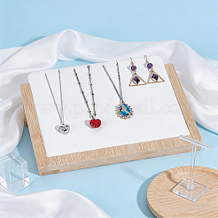 Rectangle Wooden Slant Back Jewelry Display Stands with Imitation Leather Mat for Earrings Necklaces&nbsp;ODIS-WH0079-114A