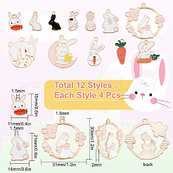 48Pcs 12 Style Alloy Enamel Pendants&nbsp;ENAM-SC0002-83