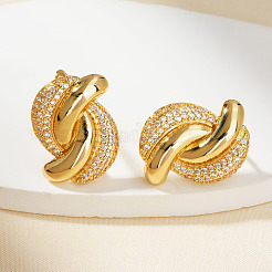 Elegant Brass Clear Cubic Zirconia Twist Stud Earrings&nbsp;NN5880-1