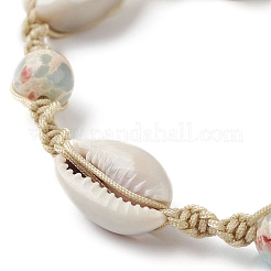 Synthetic Imperial Jasper & Natural Shell Braided Bead Bracelets&nbsp;BJEW-TA00406