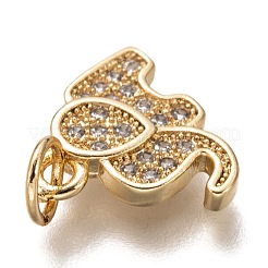 Brass Micro Pave Clear Cubic Zirconia Charms&nbsp;ZIRC-C020-35G