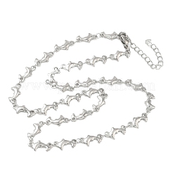 304 Stainless Steel Dolphin Link Chain Necklaces for Women&nbsp;NJEW-G201-02P