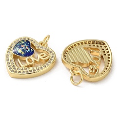 Valentine's Day Brass Micro Pave Clear Cubic Zirconia Pendants&nbsp;KK-C045-37G