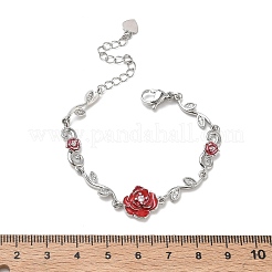 Brass Micro Pave Clear Cubic Zirconia Link Chain Bracelets for Women&nbsp;BJEW-C156-05P