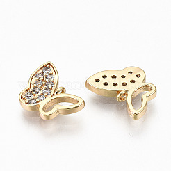 Brass Micro Pave Clear Cubic Zirconia Charms&nbsp;RJEW-T063-37G-NF