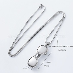 Retro 304 Stainlee Steel Glasses Pendant Box Chain Necklaces for Men Women&nbsp;JT9849