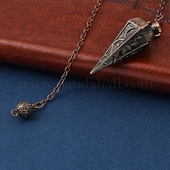 Rack Plating Brass Cone Dowsing Pendulum Pendants&nbsp;AJEW-G064-01R
