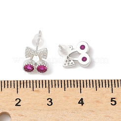 925 Sterling Silver Micro Pave Cubic Zirconia Stud Earrings&nbsp;EJEW-B144-02S