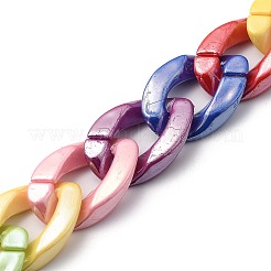Pearlized Opaque Acrylic Curb Chain for DIY Keychains&nbsp;HJEW-JM00400-04