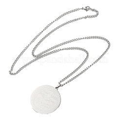 Non-Tarnish 304 Stainlessa Steel Curb Chain Pendant Necklaces&nbsp;NJEW-H034-07P
