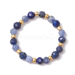 Natural Sodalite Beaded Stretch Rings&nbsp;RJEW-JR00867-01