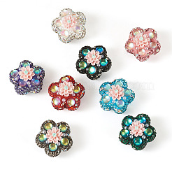 8Pcs 8 Colors Flower Shape Polymer Clay Rhinestone Beads&nbsp;CLAY-TA0002-02