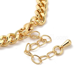 Brass Micro Pave Clear Cubic Zirconia Cuban Link Chains Bracelets&nbsp;BJEW-M322-04G-B