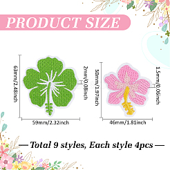 36Pcs 9 Styesl Polyester Computerized Embroidery Cloth Iron on Sew on Patches&nbsp;PATC-MA0001-67