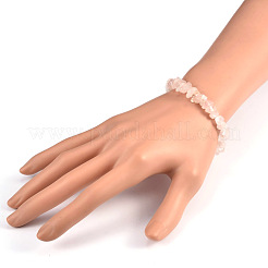 Chips Natural Rose Quartz Beaded Stretch Bracelets&nbsp;X-BJEW-JB01826-02