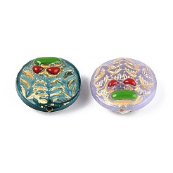 Flat Round with Mushroom Glass Beads&nbsp;GLAA-T025-62M