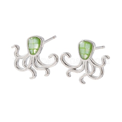 Brass Enamel Octopus Stud Earrings&nbsp;EJEW-I322-01P