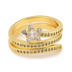 Rack Plating Brass Micro Pave Clear Cubic Zirconia Rings for Women&nbsp;RJEW-S392-06G