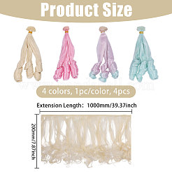 4Pcs 4 Colors High Temperature Fiber Long Flat Curly Hairstyle Doll Wig Hair&nbsp;DOLL-GL0001-04A