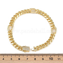 Brass Micro Pave Clear Cubic Zirconia Curb Chain Bracelets for Women&nbsp;BJEW-F504-08G