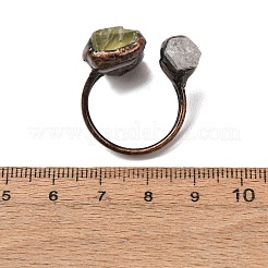 Natural Fluorite & Quartz Crystal Irregular Nugget Open Cuff Ring&nbsp;RJEW-I082-07R-02A