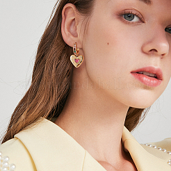 Colorful Cubic Zirconia Star and Heart Dangle Hoop Earrings&nbsp;JE922A