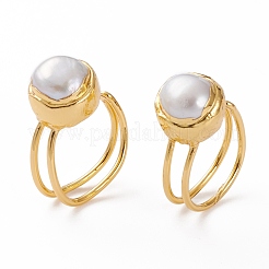 Adjustable Natural Pearl Cuff Rings&nbsp;RJEW-L095-G01-G