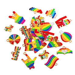 26Pcs 13 Styles Rainbow Color Pride Alloy Enamel Pendants&nbsp;ENAM-TA0001-88