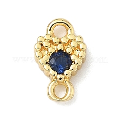 Brass Pave Cubic Zirconia Heart Connector Charms&nbsp;KK-G548-18G