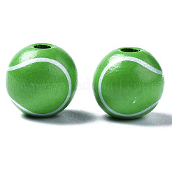 Painted Natural Wood European Beads&nbsp;WOOD-S057-052