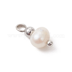 Natural Freshwater Pearl Potato with Brass Beaded Charms&nbsp;PALLOY-JF04946-02