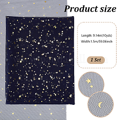 10 Yards Star & Moon Polyester Mesh Fabric&nbsp;DIY-PH0038-06B