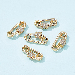 Brass Micro Pave Clear Cubic Zirconia Screw Carabiner Lock Charms&nbsp;KK-BC0004-62