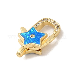 Rack Plating Brass Micro Pave Cubic Zirconia lobster Claw Clasps&nbsp;KK-P268-02G-03