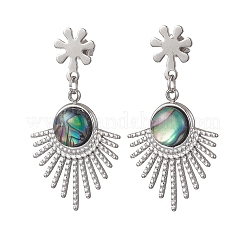 Paua Shell Dangle Stud Earrings&nbsp;EJEW-JE06963-02