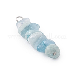 3Pcs Natural Aquamarine & Flower Amazonite & Synthetic Stone Chip Beaded Constellation Pendants&nbsp;PALLOY-JF03043-11