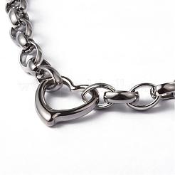 Tarnish Resistant Heart 304 Stainless Steel Link Necklaces and Bracelets Jewelry Sets&nbsp;SJEW-F132-08P