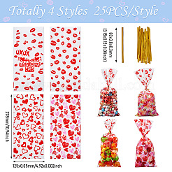 100Pcs 4 Styles Valentine's Day Themed OPP Plastic Bags&nbsp;ABAG-TA0001-41